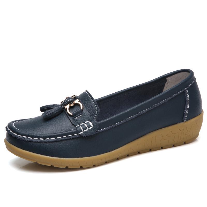 Women PU Leather Flats Soft Comfortable Driving Shoes Slip-on Mother Shoes Casual Walking Loafers Working Shoes