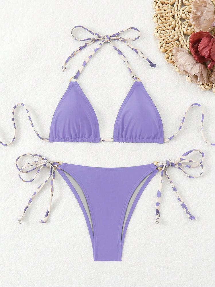 Sexy Bikini 2026 Women Swimsuit Halter Tie Back Micro Thong Bikini Set Lace Up Female Swimwear for Woman Beach Wear Bathing Suit