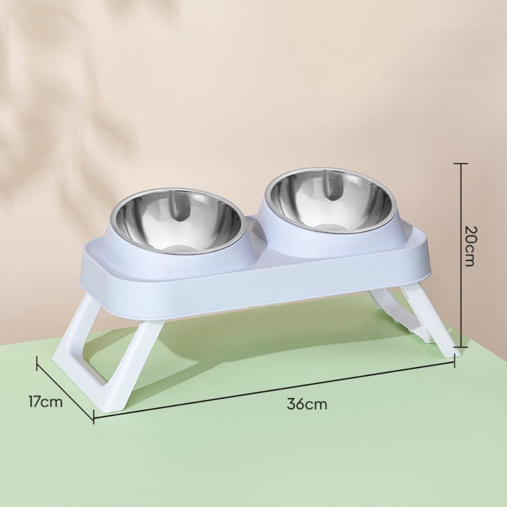 New Portable Pet Feeder 15° Elevated Stainless Steel Cat Bowl Non-Slip Base Foldable Dog Bowls for Dogs
