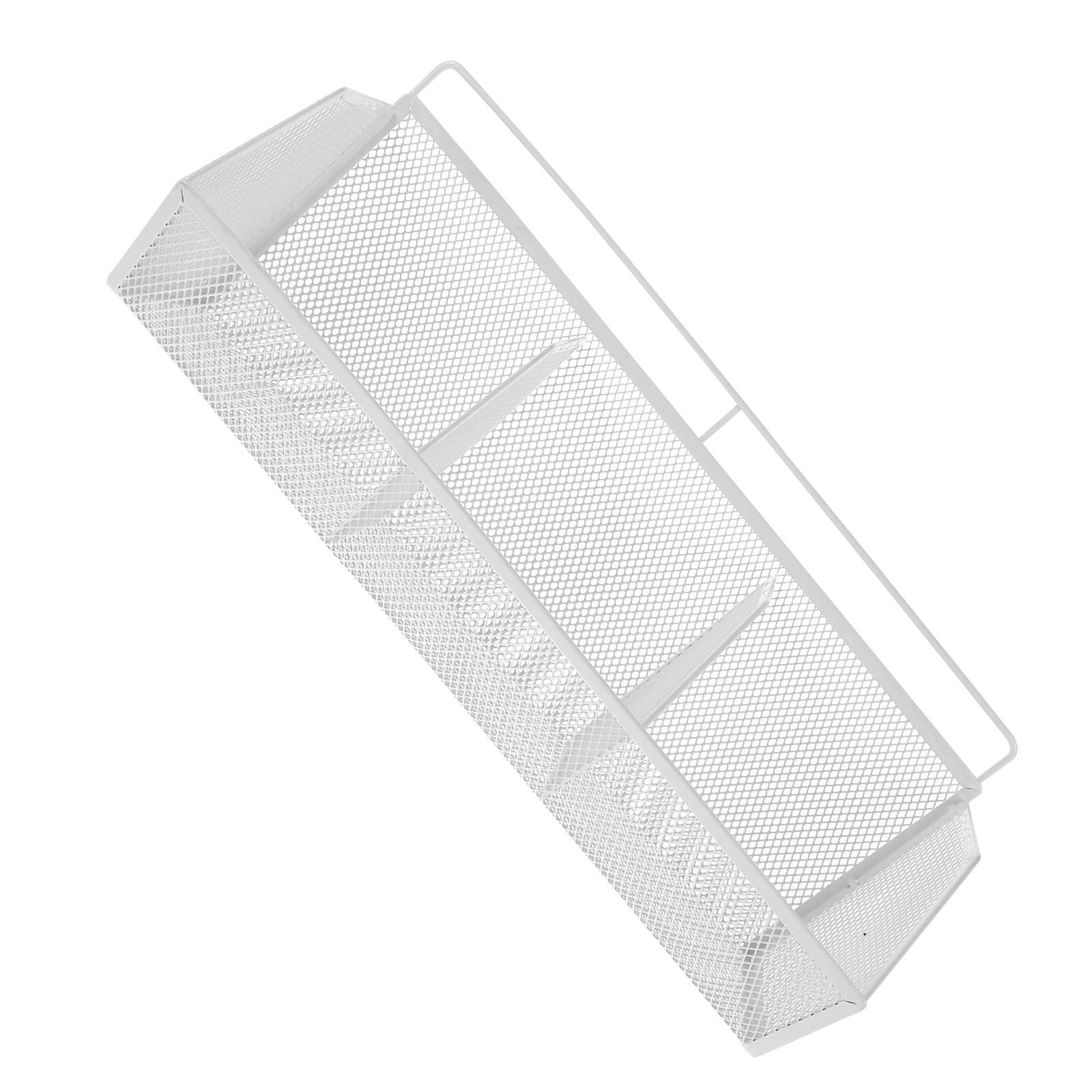 Wire Mesh File Organizer 3 Compartments Slanted Design Office Desk Storage Rack Desktop Document Holder Magazine Rack White China Mainland