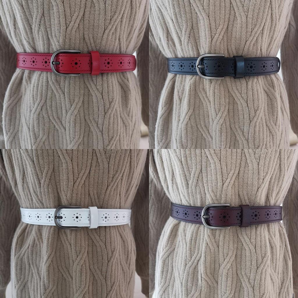 Women Leather Belt With Alloy Buckle And Holes For Casual And Office Wear