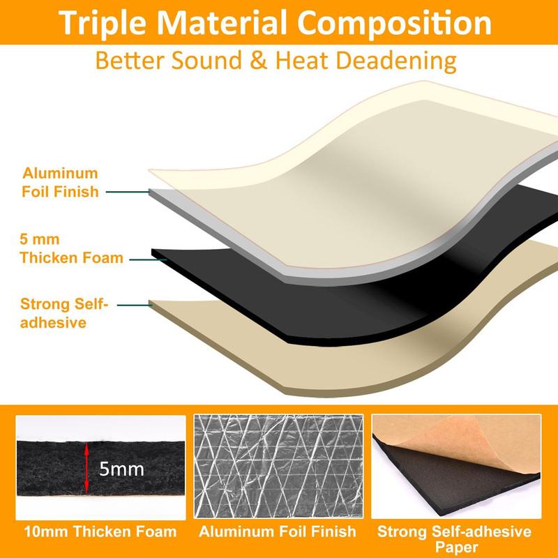 Yitong Car Sound Deadening Mat Aluminum Foil Heat ulation Pad Noise Deadener Foam Sheet for Auto Door Hood Trunk Floor Roof