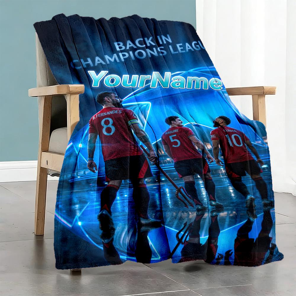 Manchester Customize Your Name Blanket Multi-purpose Customizable Blanket Ultra-Soft Great for Office Living Room Nap Couch for All Occasions