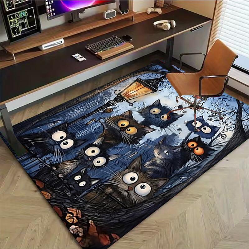 1PC Night, Cats Extra Large Non Slip Floor carpet, Office, family, bedroom, Studio Large Area Rug Indoor Rugs