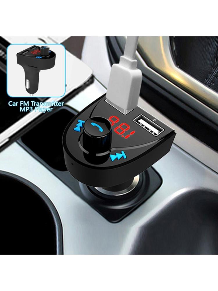 Bluetooth-compatible 4.2 FM Transmitter Car Charging Adapters Double USB Car Charger Cigarettes Lighter Adapters