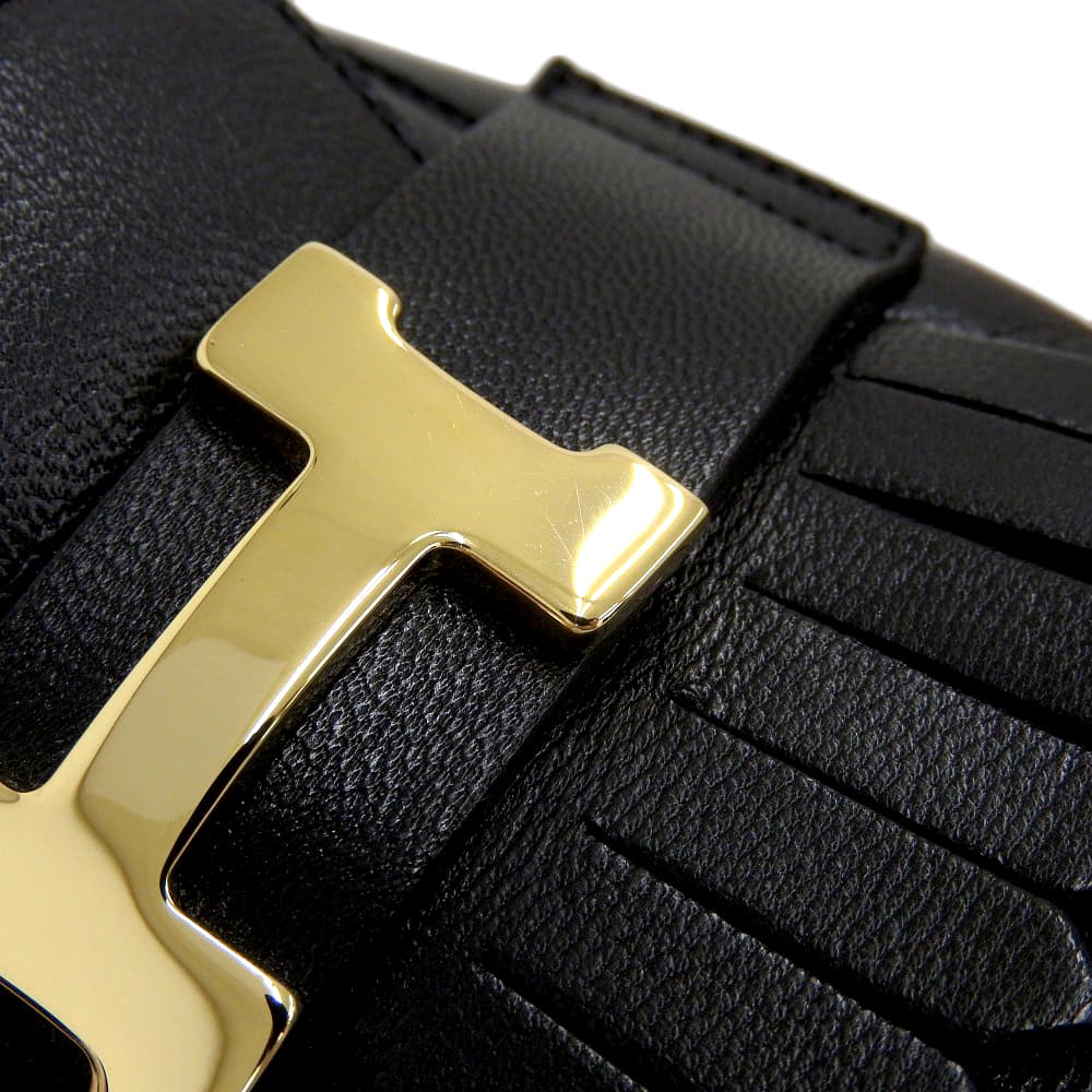 HERMES Excellent condition Royale Chèvre moccasin by GHardware, H motif, fringe, leather loafers, women's, black, size 36, H192203Z shoes 36 blackUsed