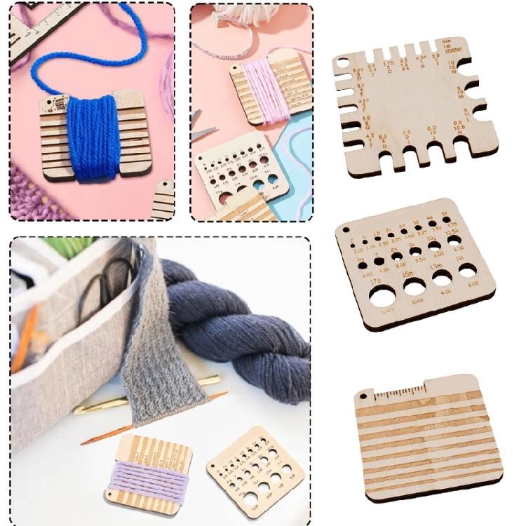 Wood Knitting Needle Gauge and Ruler Measuring Tool Crochet Accessories Knitting Needle Ruler