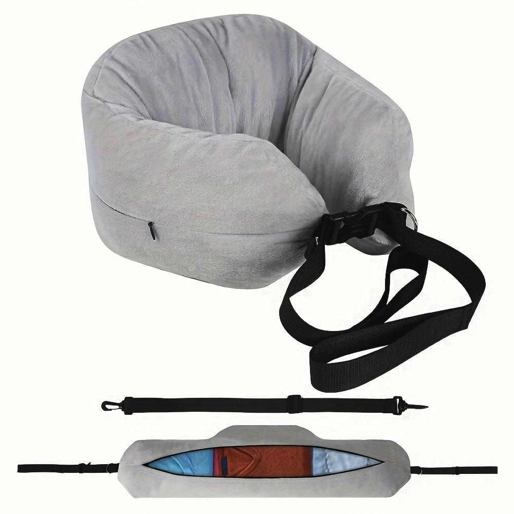 Bequemes Reisekissen Verstellbares U-förmiges Nackenkissen Waschbar Multifunktional Füllbar Tragbare Kissenhülle für Flugzeug 95*18cm grau