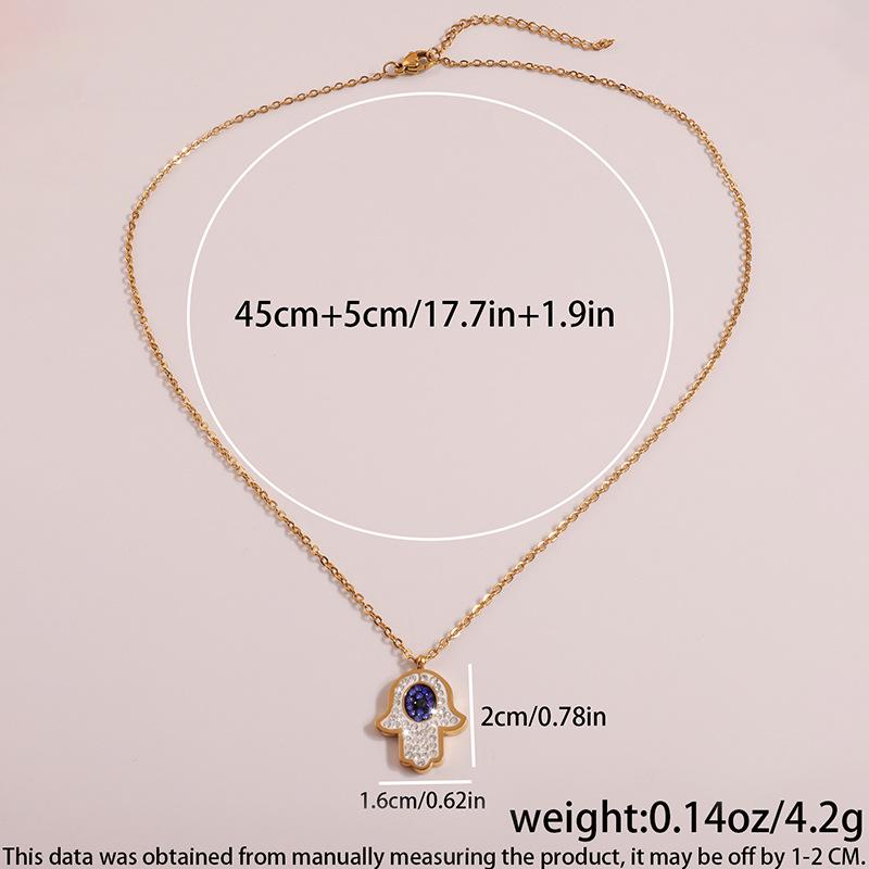 European and American Fashion Palm Diamond-inlaid Love Titanium Steel Necklace Popular Niche Light Luxury Collarbone Chain Necklace