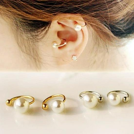 

Korean Pearl Ear Cuff U Clip Earrings - No Piercing Needed