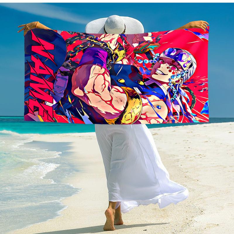 Personalized customized proof beach towel with Demon Slayer characters pattern - soft, absorbent, quick-drying, perfect swimming, camping&bathing