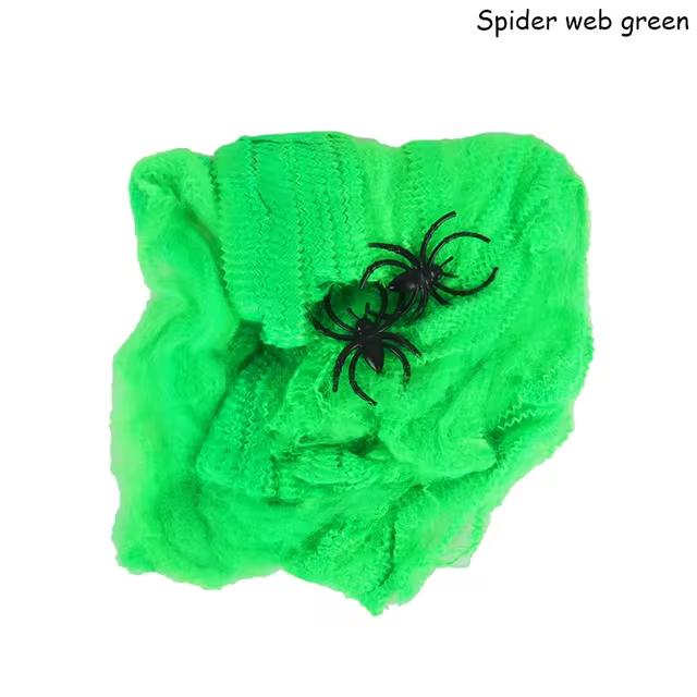 

Halloween Decoration Artificial Spider Web Elastic Spider Web Horror Bar Ghost House Scene Props Elastic Spider Web with Spiders 20g