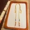 Handcrafted Retro Cotton Nanhong Amber Pendant Necklace