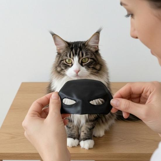 Bat Superhero Cat Mask, Black Bat Cat Cosplay Mask, Lightweight Half Face Cat Mask with Ear Holes for Photos Holiday Parties Video Shoots