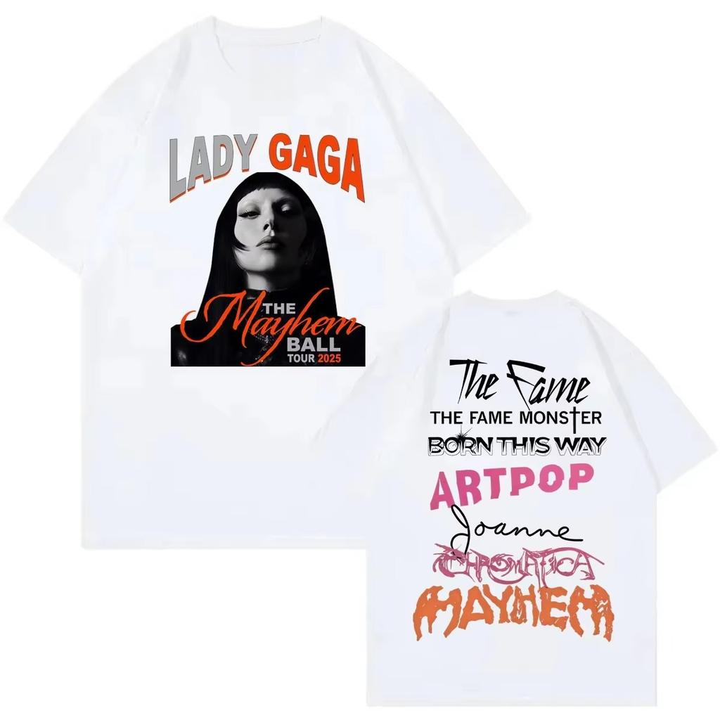 Nuova T-shirt Merch Album Mayhem di Lady Gaga Harajuku Pop Music T-shirt a Maniche Corte Abbigliamento Uomo Donna Moda T-shirt