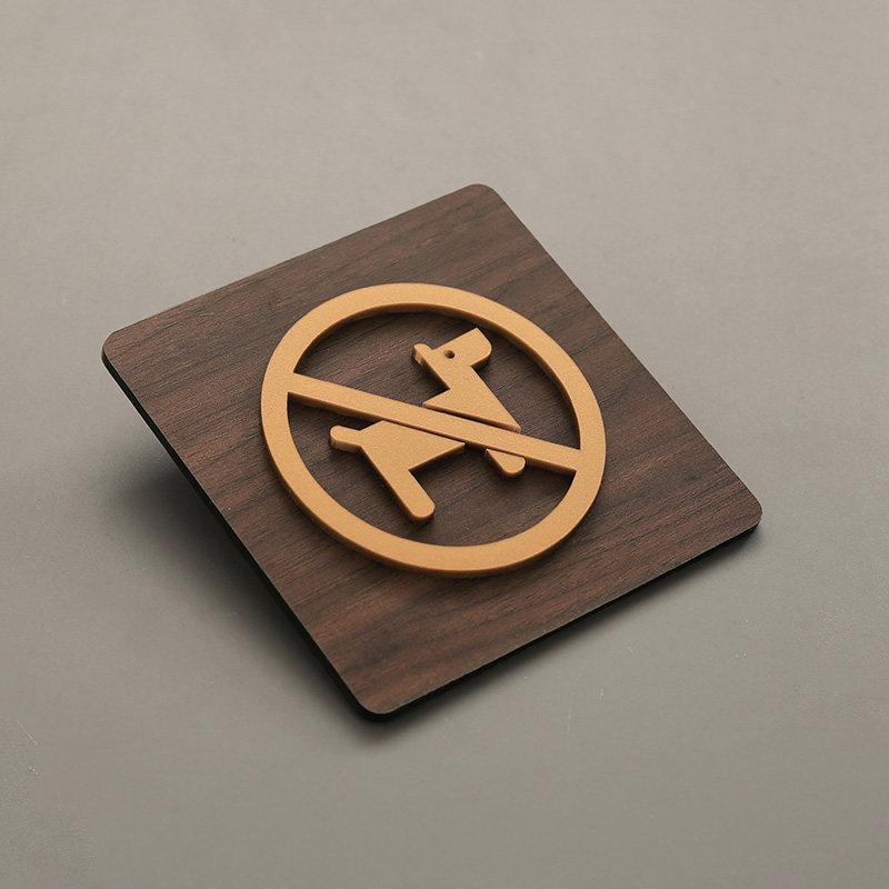 

High-End Warm Reminder Sign Hotel Sliding Door Signs WIFI No Smoking Logo No Trespassing No Photography Creative Warning Plaque 95x95mm