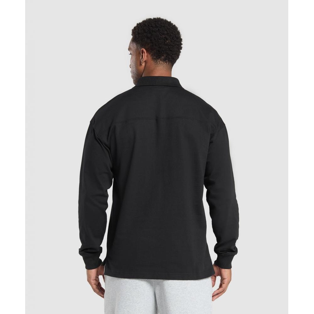 Gymshark Long Sleeve Polo Black A1c5c Bb2j