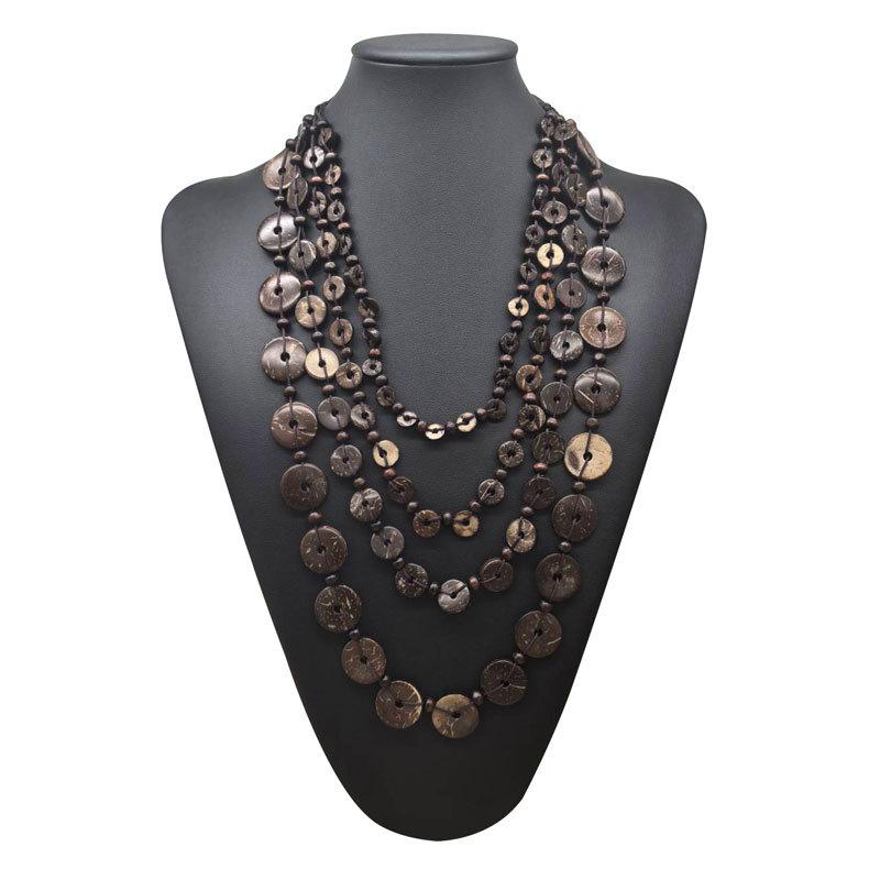 

Ожерелье ручной работы в богемном стиле из кокосовой скорлупы и дерева, женское этническое длинное многослойное разноцветное ожерелье