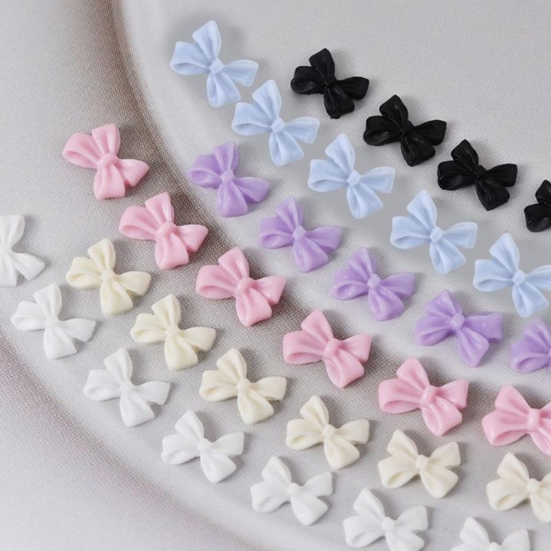 50pcs/set Bows Nail Charm Matte Bowknot Nail Charm Flatback Nail Charms Bows Nail Art Decoration DIY Bows Nails Jewelry