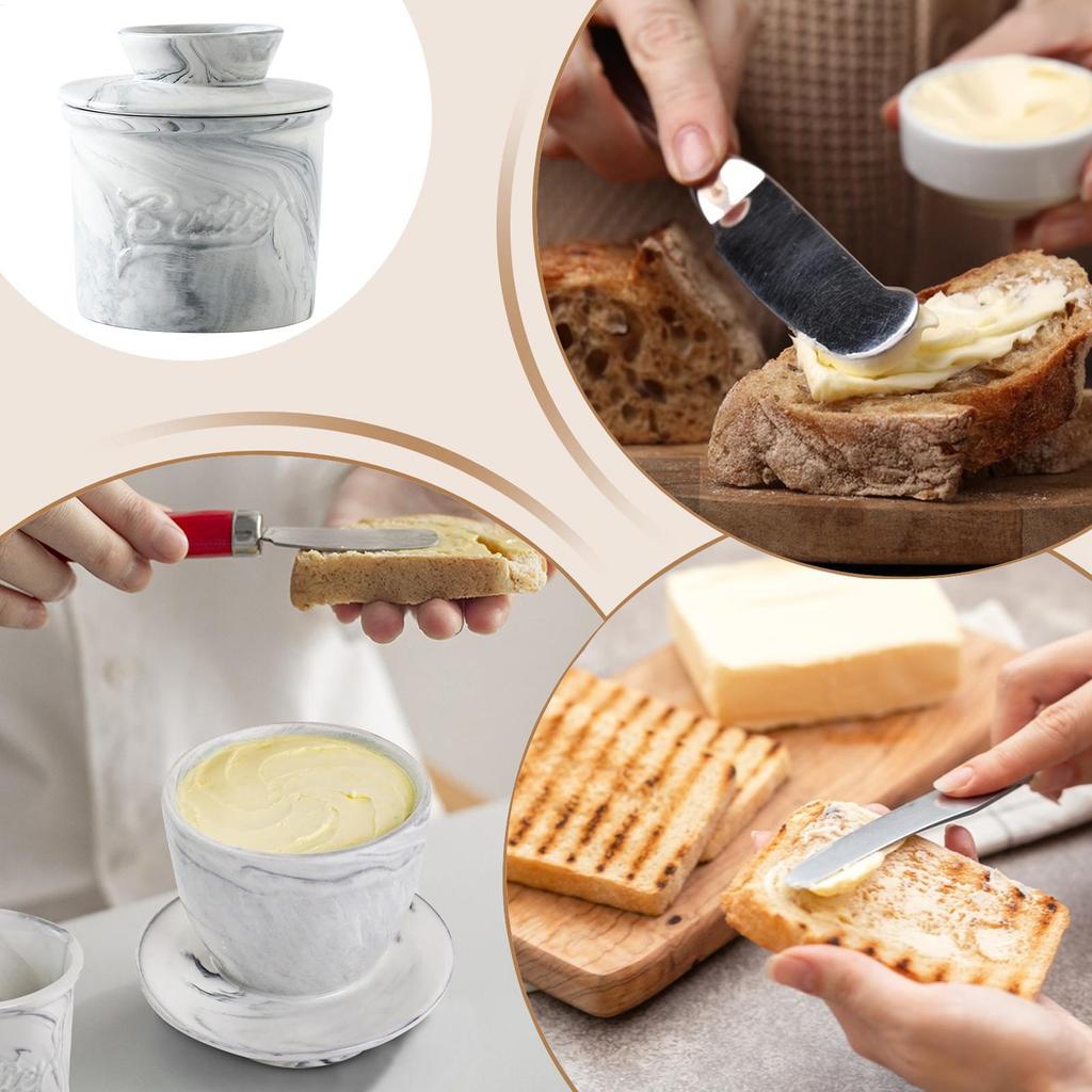 Fransk Smörbox Keramisk Smörbehållare Med Lock Förvaringsburk För Högtidsfest Fest Picknick Brunch Middag Familjemåltid