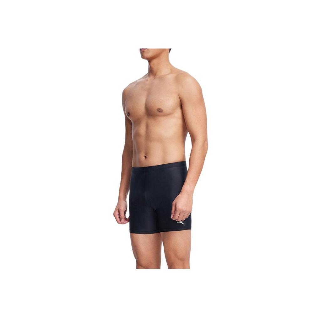 Anta Solid Color High Elastic Breathable Swim Trunks Men Swimwear Black 1824232413-1