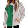 Unisex Color Block Hoodie with Pockets - Long Sleeve Flannel Pullover