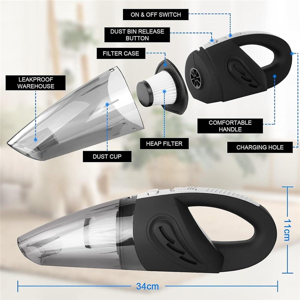 Handheld Vacuum Cleaner, 4500pa 120w Rechargeable Car Vacuum Cleaner , Cordless Portable Car Desk Vacuum Cleaner With Washable Filter/nozzle