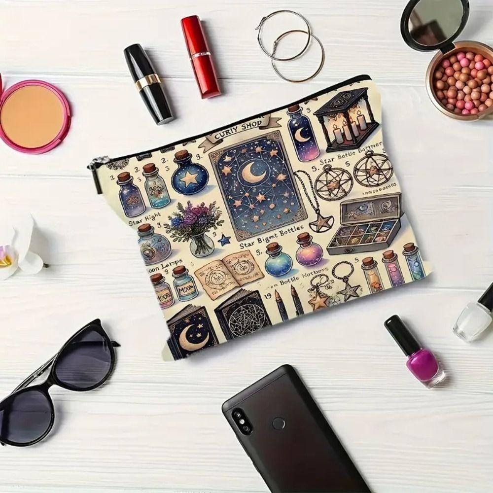 Polyester Cosmetic Bag Durable Compact & Portable Travel Pouch Double-Sided Print Secure Zipper Closure Makeup Bag Halloween