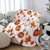 1pc Plush Flannel Blanket Soft, Lightweight, and Durable, Suitable All Seasons, This Sofa Bed Blanket Features a White and Orange Pumpkin Leaf Print,