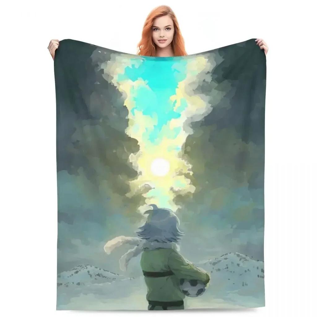 Inazuma Eleven Decken Flanell Textil Dekoration Videospiel Sportspiel Atmungsaktiv Weich Überwurfdecken für Zuhause Reise Steppdecke