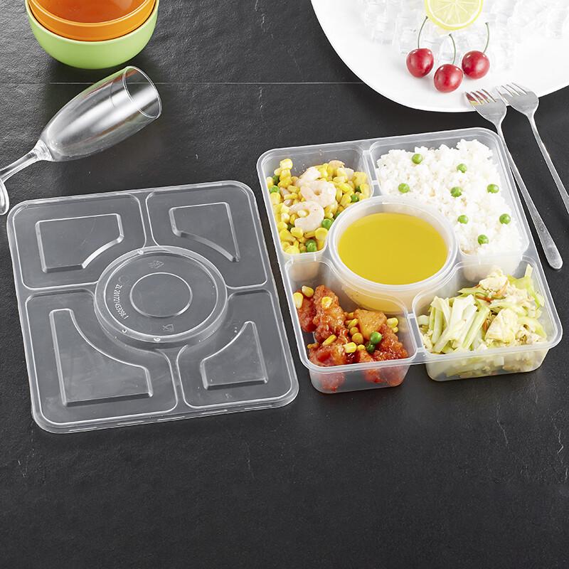 Disposable 5-Compartment Takeout Lunch Box Set