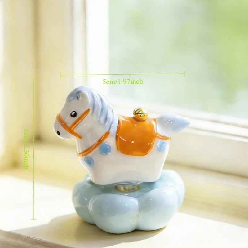 Ins Rotating Rainbow Horse Ceramic Lucky Pony Figurine Adorable Good Luck Decor Birthday Gift for Decompress Home Desk Ornament