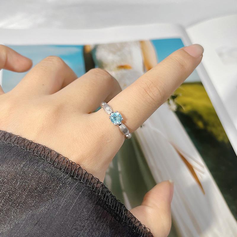 Natural Gemstone Topaz Garnet Olivine Colored Treasure Ring Women'S S925 Sterling Silver Lotus Root Section Index Finger Ring