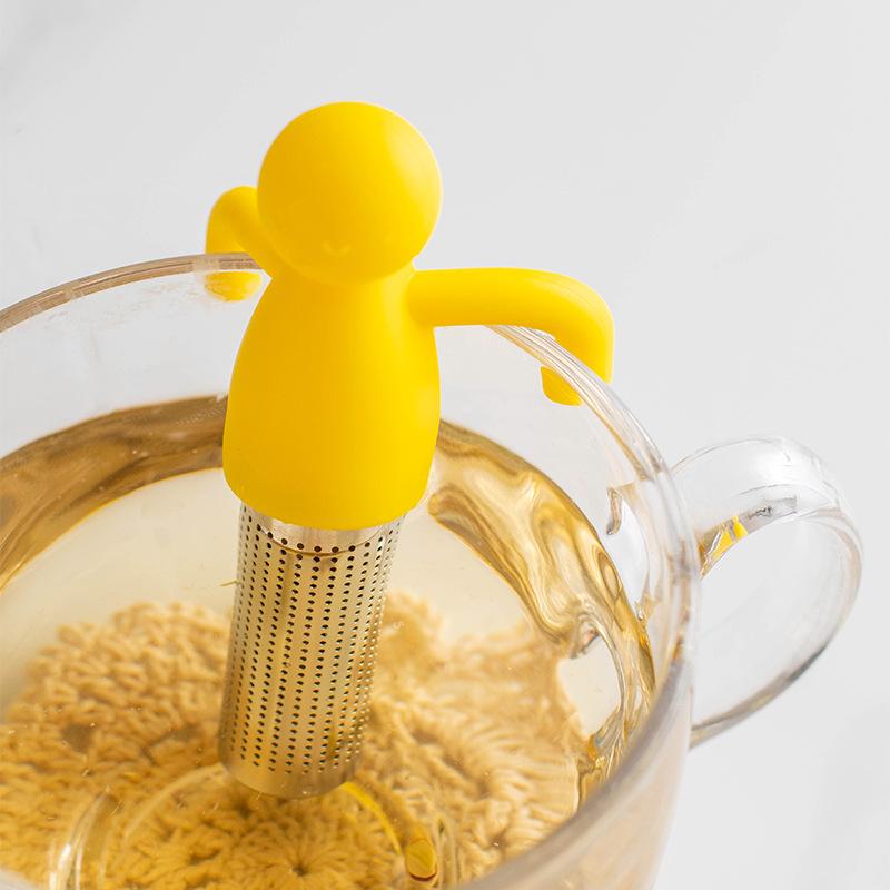 Stainless Steel & Silicone Human-Shaped Tea Infuser - Mesh Hanging Cup Style Tea Strainer & Dregs Separator