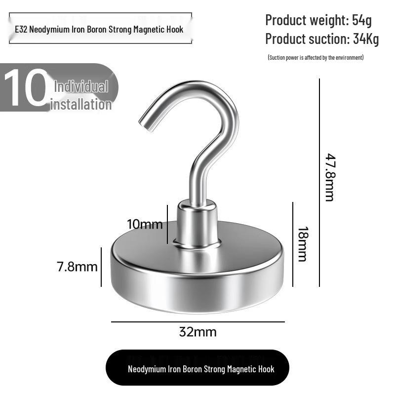 Silné magnetické lepicí háčky, bez vrtání, pro vysoké zatížení, velká velikost pro použití v kuchyni/na lednici.