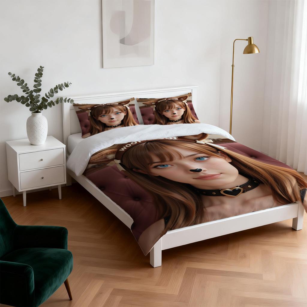 Euphoria Season 3 Woof Woof Print Duvet Cover Set No Filler Soft Microfiber Bedding Set For Teens Bedroom