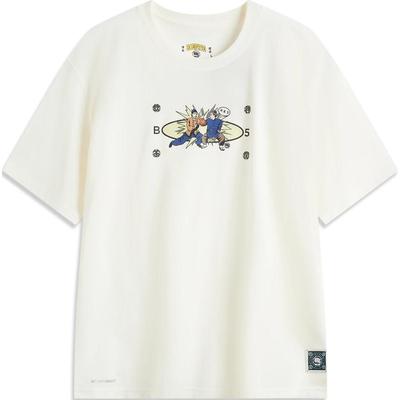 Li Ning Basketball Series Character Letter Crew Neck Comfortable Breathable Short Sleeve T-Shirt Men Tops Off-White AHSUD61-1