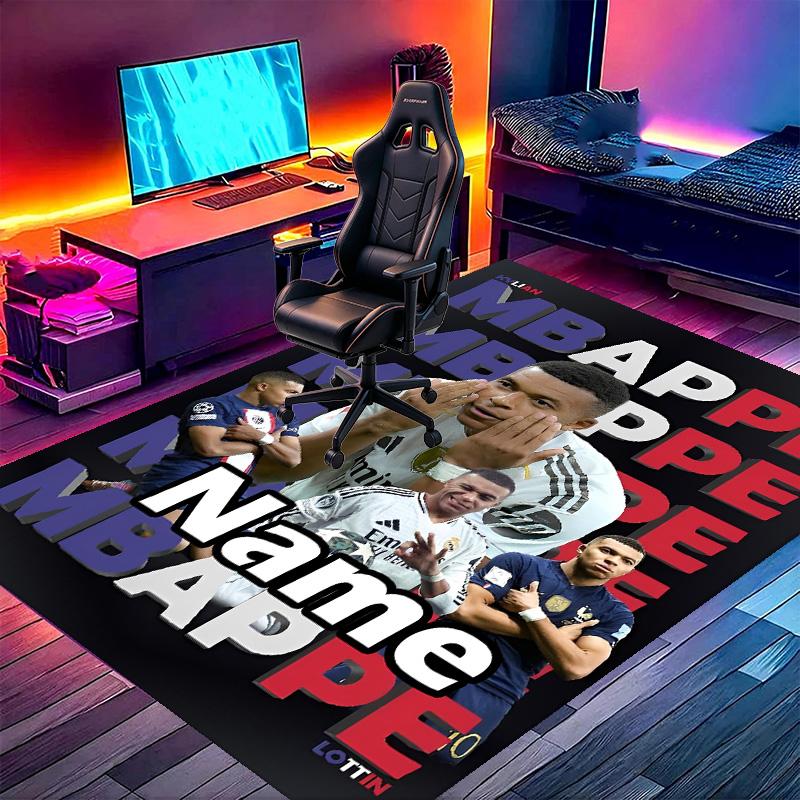 Custom Name Personalized Kylian Mbappe Print Carpet, Versatile Home Decor Rug, for Playroom, Apartment, Balcony, Entryway, Hallway Gift