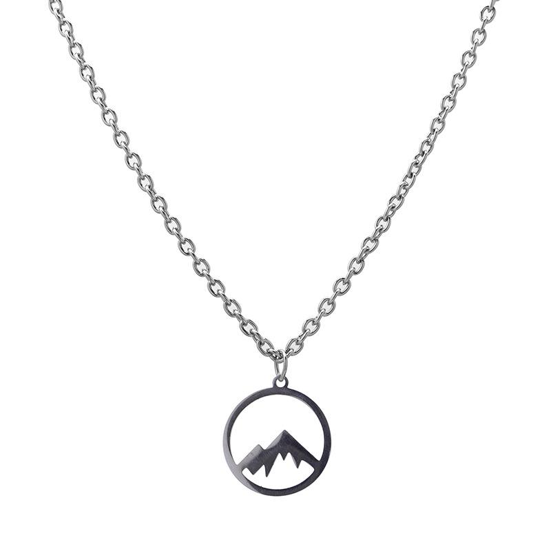 

Sweater Hollow Mountain Peak Soil Cool Bouncy Necklace Ice Snow Mountain Men s and Women s Couple Sweater Chain Titanium Steel Accessories