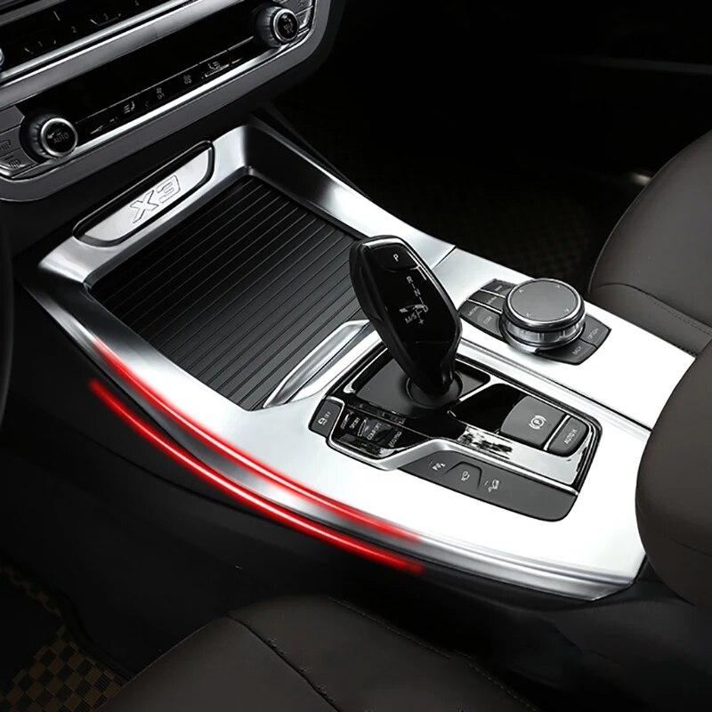 Carbon Fiber Auto Interior Gear Shift Knob Cover Multimedia Button Panel Trim Sticker Car Accessories For BMW X3 G01 X4 G02 2018