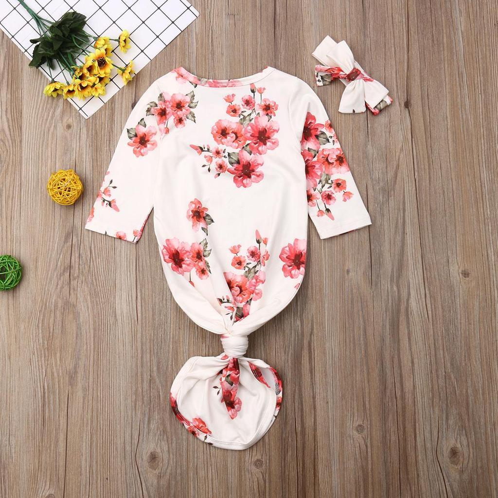 Flower Baby Girl Swaddle Wrap Blanket Sleeping Bag+Headband Set 0-12M