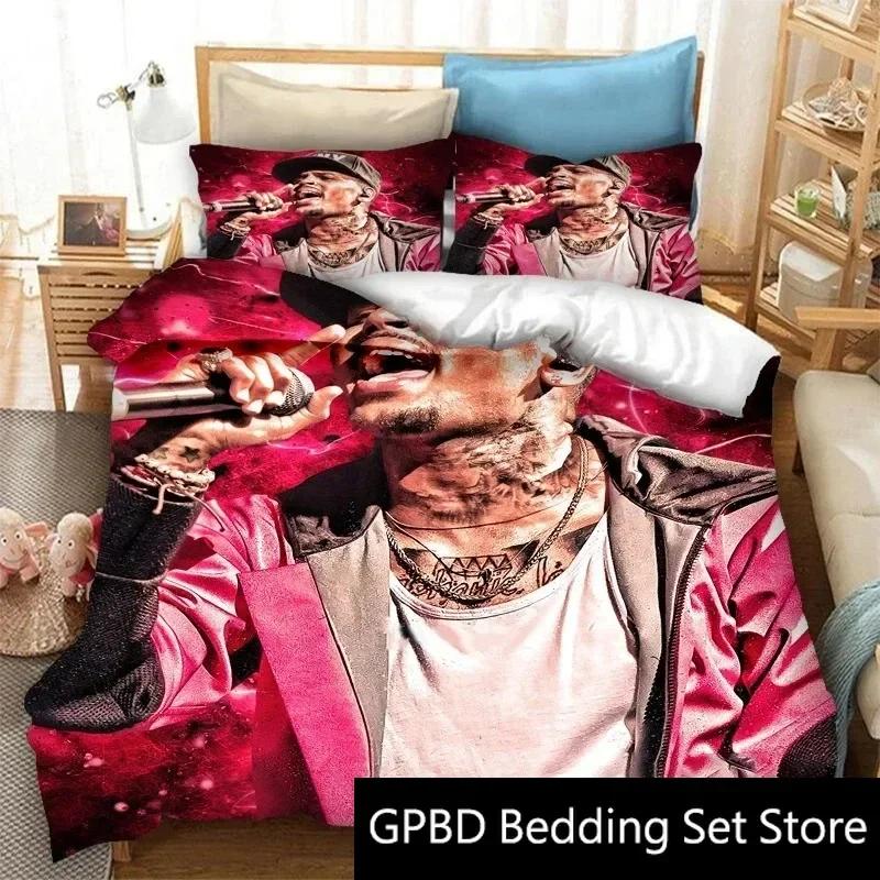 3D Druck Rapper Chris Brown Bettwäsche Set Doppel Twin King Bettbezug Bettdecke Kissenbezug Jungen Mädchen Erwachsene Schlafzimmer