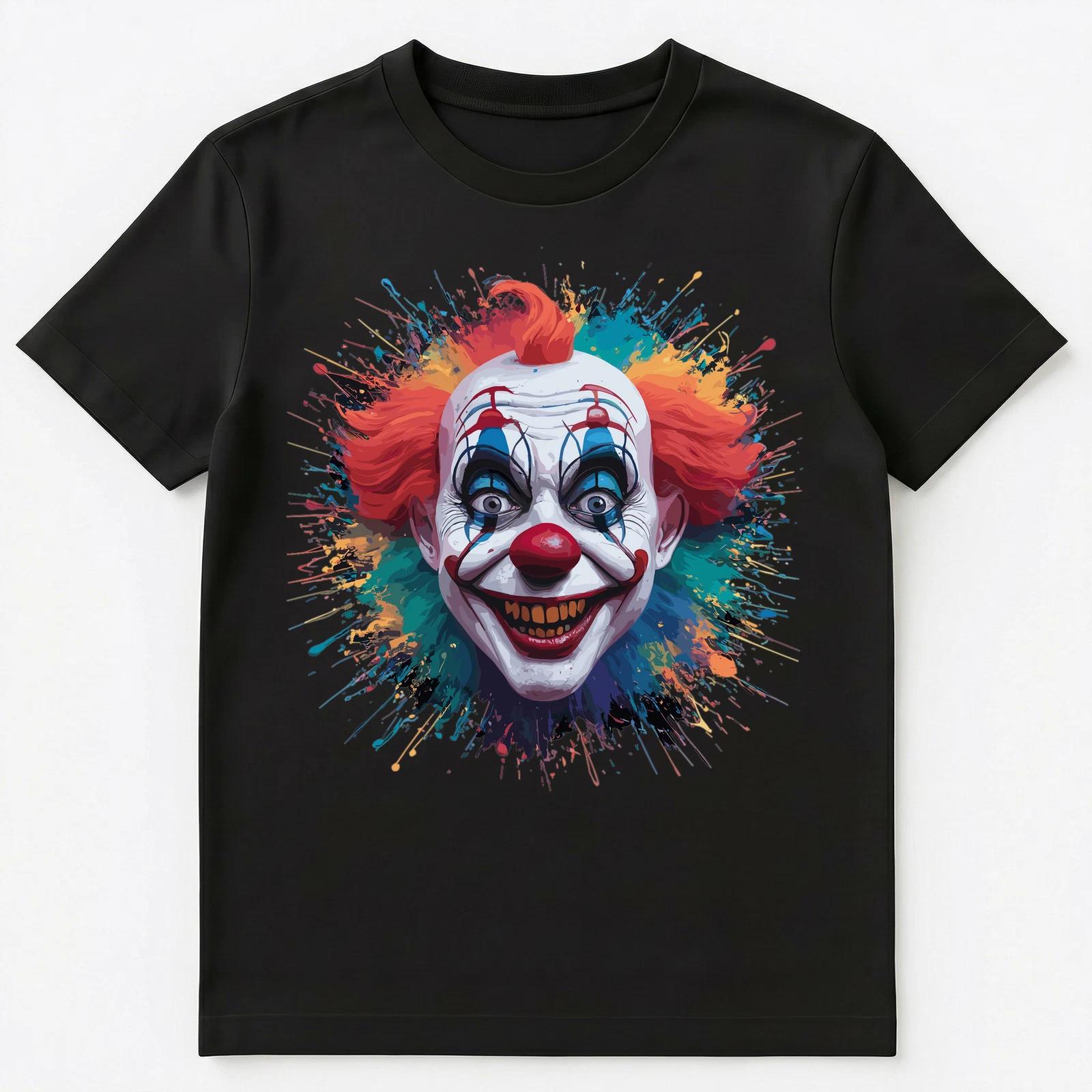

Colorful Paint Splash Clown Face Art Graphic Unisex T-Shirt XL