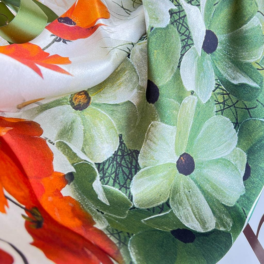 Oil Painting Style! Silk Scarf Women'S Spring Summer Versatile 90Cm Large Square Scarf Decorative Mulberry Silk Silk Scarf Shawl