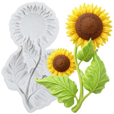 Sonnenblumen-Silikonformen Sonnenblumen-Fondantform Kuchen-Dekorationswerkzeuge Cupcake-Topper Schokolade-Bonbon-Bastel-Kaugummi-Paste Polymer Clay