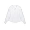 Women's French Retro V-Neck Lantern Sleeve Shirt in White - Spring/Autumn Long Sleeve Suit Collar Top