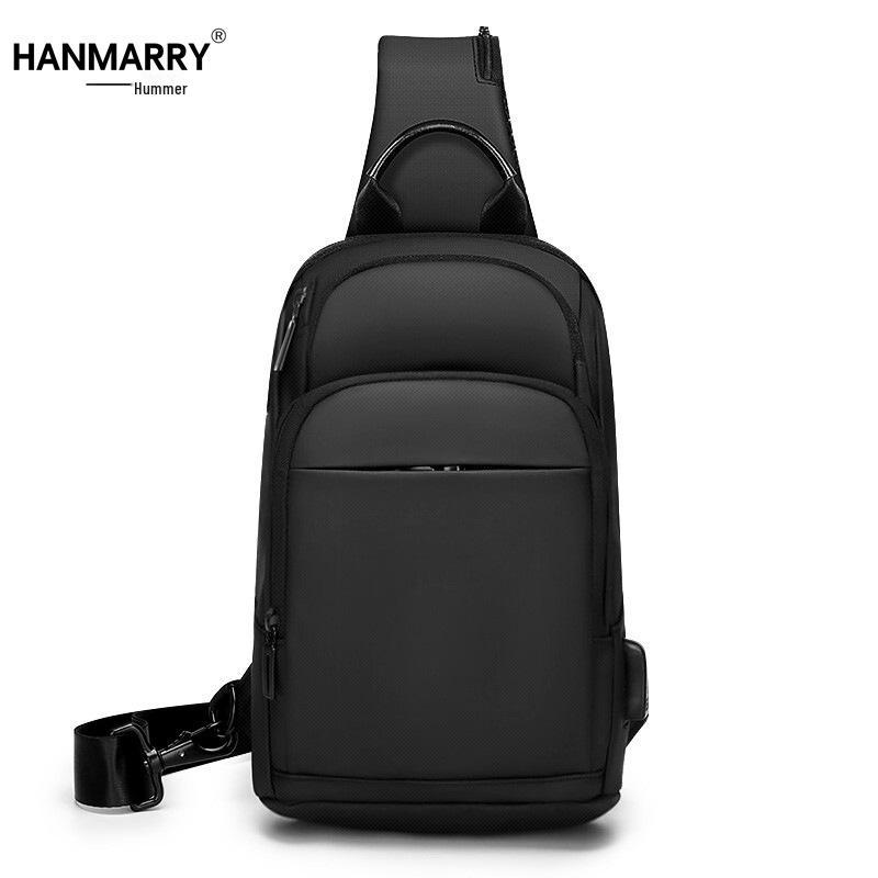 

Мужская водонепроницаемая сумка CrossBorder на грудь с USB-портом для зарядки - большая вместимость, рюкзак-мессенджер на одно плечо