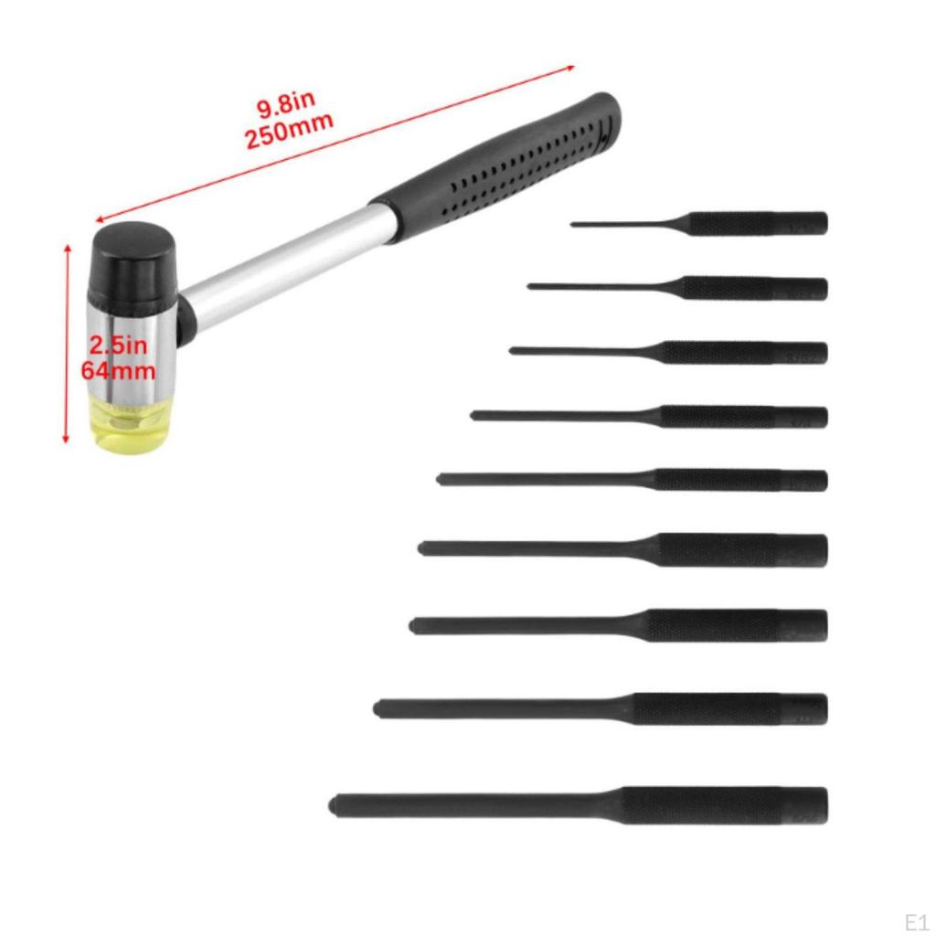 9 Pieces Pin Punch Set Carbon Steel and Kit Storage Bag for Mechanics, DIY Users, Repair,