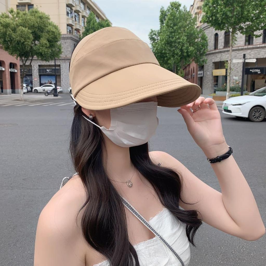 Hat Women'S Spring Summer Uv Protection Sun Hat Big Brim Face Cover Quick Drying Peaked Hat Cycling Sun Protection Sun Hat