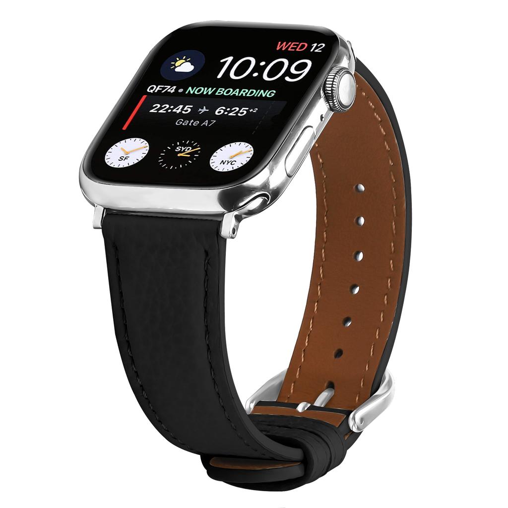 Replacement Strap for Apple Watch Series 10 9 8 7 SE 6 5 4 3 2 1 42mm 41mm 40mm 38mm Litchi Texture PU Leather Watch Band